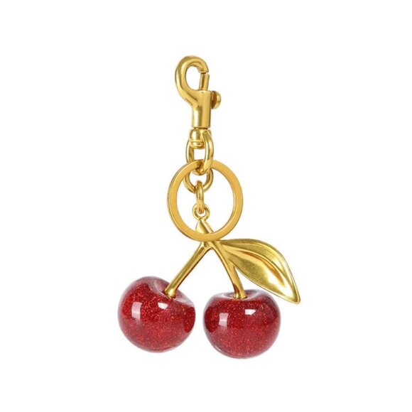 Cherry Glitter Bag Charm in Dark Red and Yellow Gold - Picture 4 of 8
